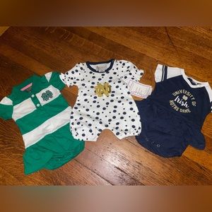 3 piece Notre Dame College girl bundle outfits skirted onesies bodysuits romper